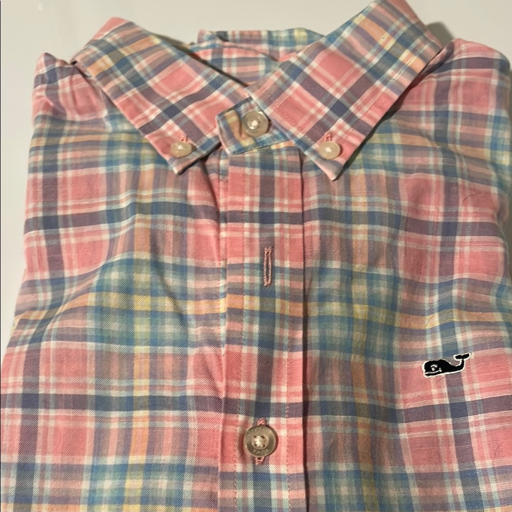 Vineyard Vines Pink and Blue Button Down Shirt ( Boys L 16)
